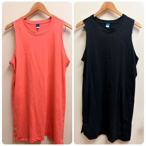 2 Dress Bundle Old Navy Sleeveless Tank Dresses Coral & Black Size Large Casual